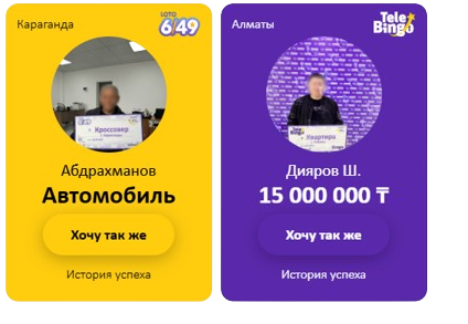 Примеры реальных выигрышей "Сәтті Жұлдыз