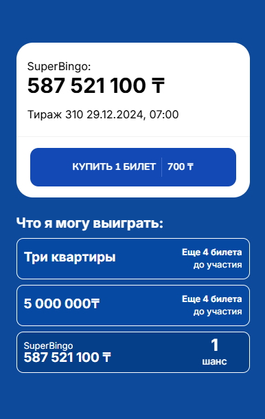 Призы в лотерее TeleBingo