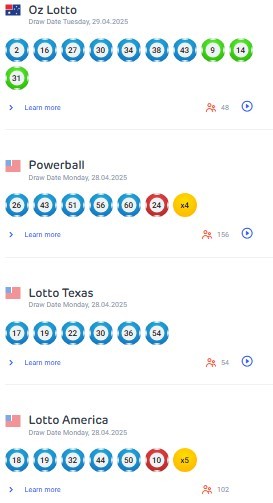 Статистика выигрышей на Agent Lotto