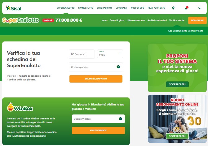 superenalotto проверка билетов онлайн
