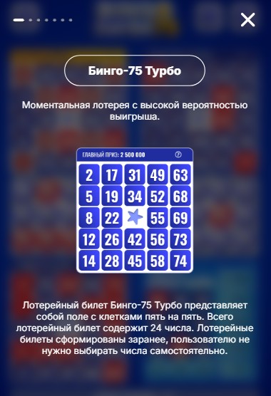 Электронная моментальная лотерея Bingo 75 Turbo