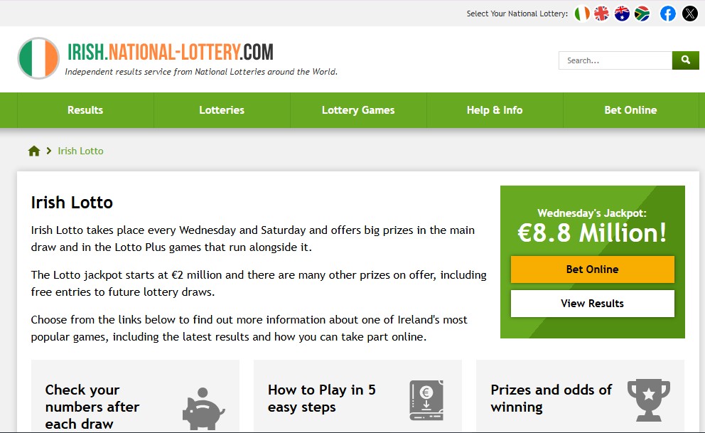 Irish Lotto Размеры призов