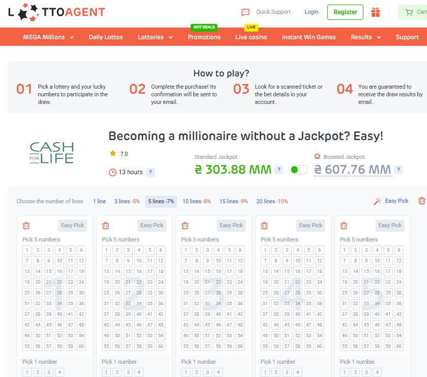 Онлайн платформа
Lotto-agent-cash4life