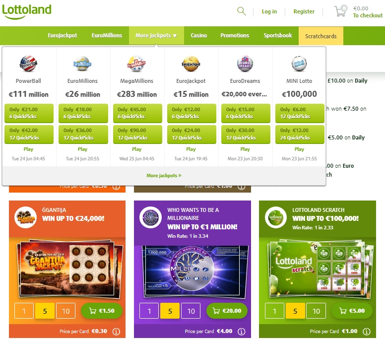LottoLand популярный ресурс для покупки скретч-карт