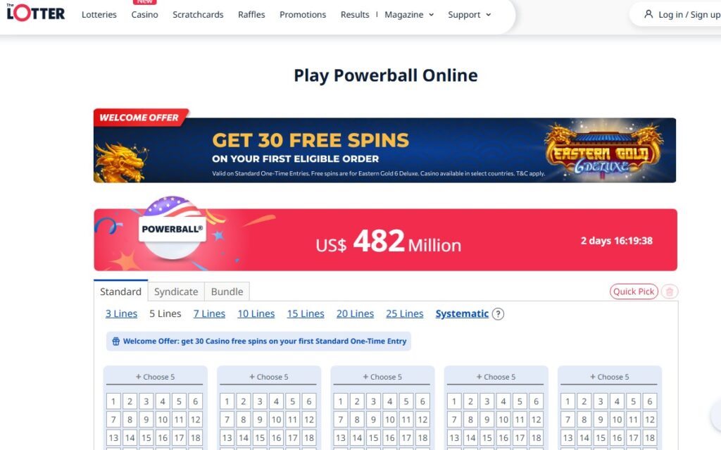 Как купить билеты Powerball из Казахстана.Платформа The Lotter