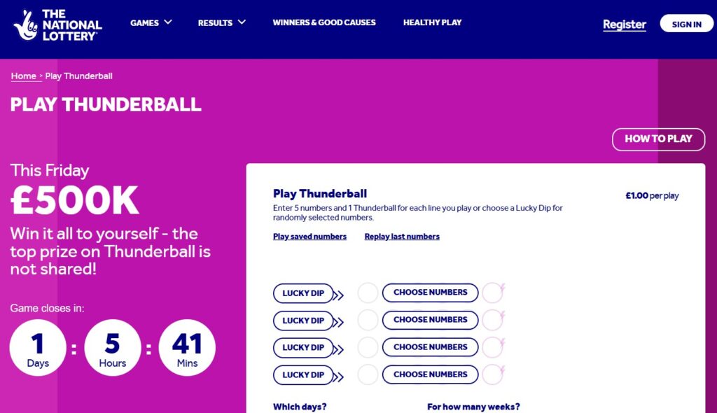 Как играть в UK Thunderball онлайнUK Thunderball site