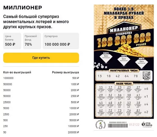 Моментальные лотереи Столото