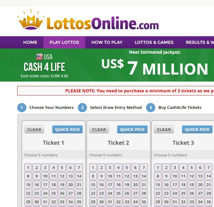 Процесс покупки билета онлайн Cash4life