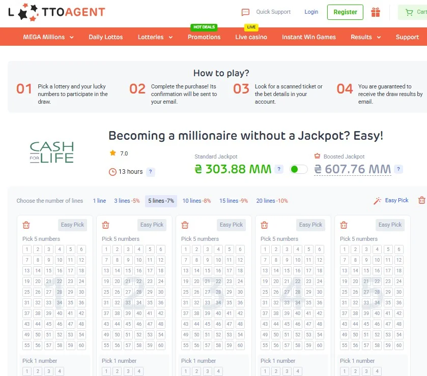 Онлайн платформа Lotto-agent-cash4life