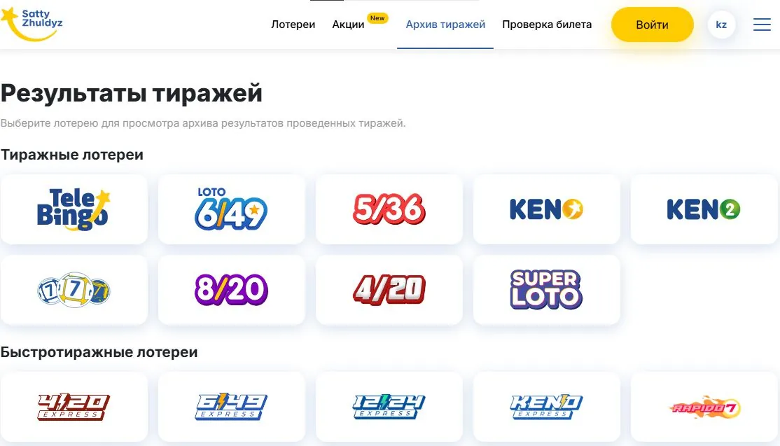 Официальный сайт оператора лотереи