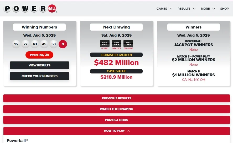 PowerBall official site